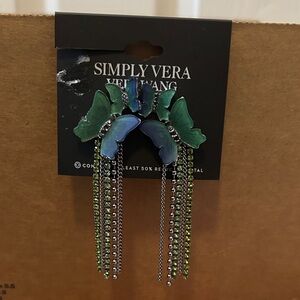 Nwt Simply Vera Vera Wang Green Butterfly Earrings
